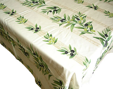 French coated tablecloth, linear (olives. raw) - Click Image to Close